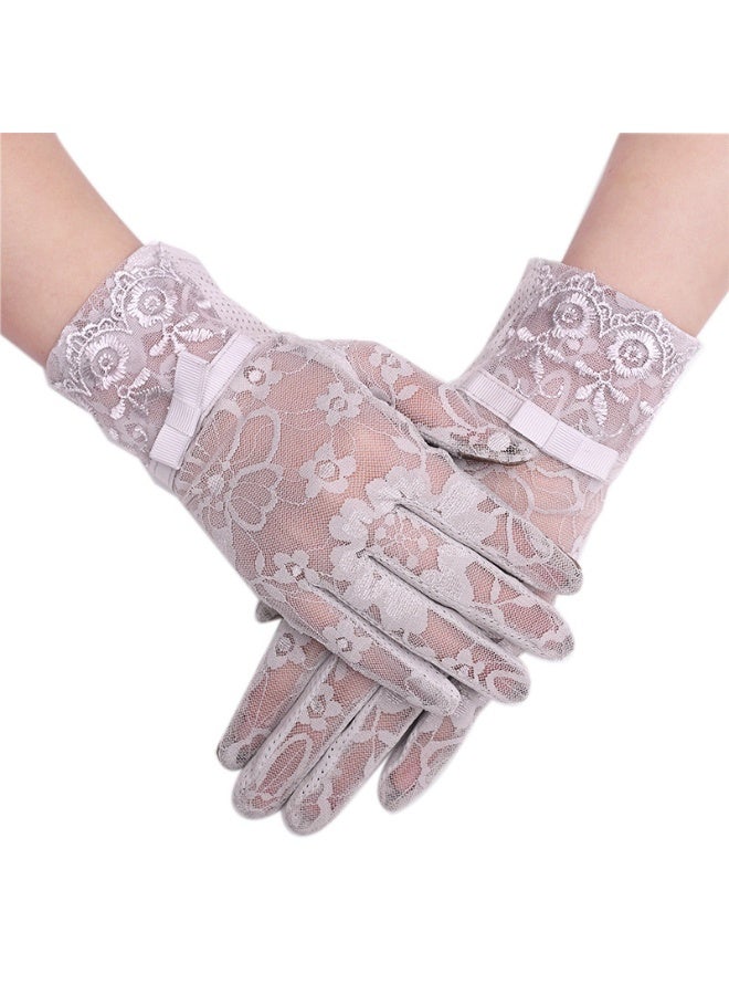 Ladies Lace Floral Gloves Elegant Short Lace Gloves for Wedding Opera Parties (cameo)  - Image 1