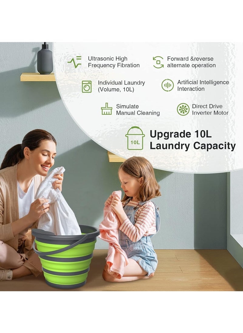 AROAQ - 10L Mini Washing Machine Portable Foldable Laundry Tub Washing Machines by USB Powered for Socks Underwear Ultrasonic Automatic Small Portable Washers Folding Clothe for Camping Travel Home - Image 1