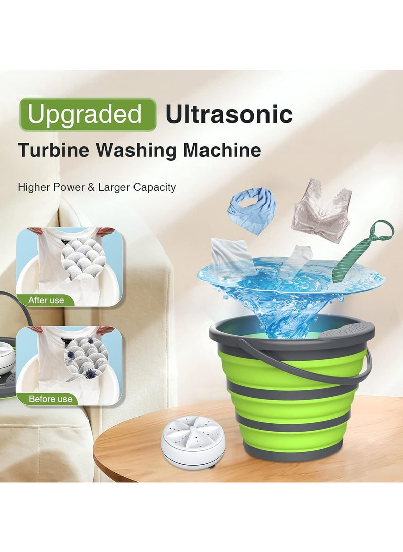 AROAQ - 10L Mini Washing Machine Portable Foldable Laundry Tub Washing Machines by USB Powered for Socks Underwear Ultrasonic Automatic Small Portable Washers Folding Clothe for Camping Travel Home - Image 1