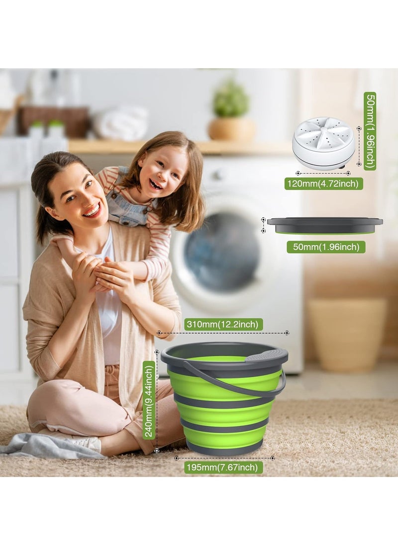 AROAQ - 10L Mini Washing Machine Portable Foldable Laundry Tub Washing Machines by USB Powered for Socks Underwear Ultrasonic Automatic Small Portable Washers Folding Clothe for Camping Travel Home - Image 1
