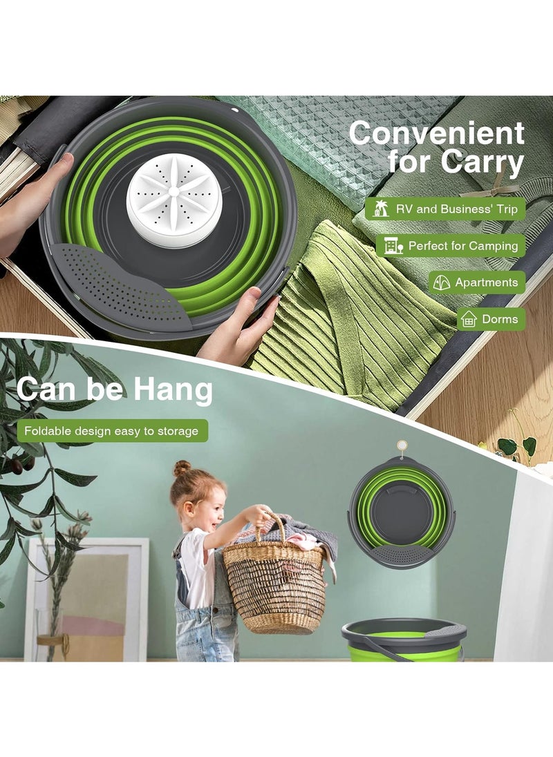 AROAQ - 10L Mini Washing Machine Portable Foldable Laundry Tub Washing Machines by USB Powered for Socks Underwear Ultrasonic Automatic Small Portable Washers Folding Clothe for Camping Travel Home - Image 1