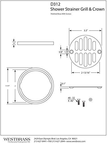 Westbrass Shower Strainer Set with Screws Grill and Crown Oil Rubbed Bronze D31212 - Image 3