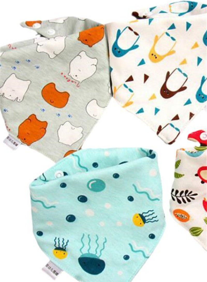 5pcs Baby saliva towel baby triangle towel pure cotton double-layer snap waterproof newborn bib pocket children's scarf - Image 3
