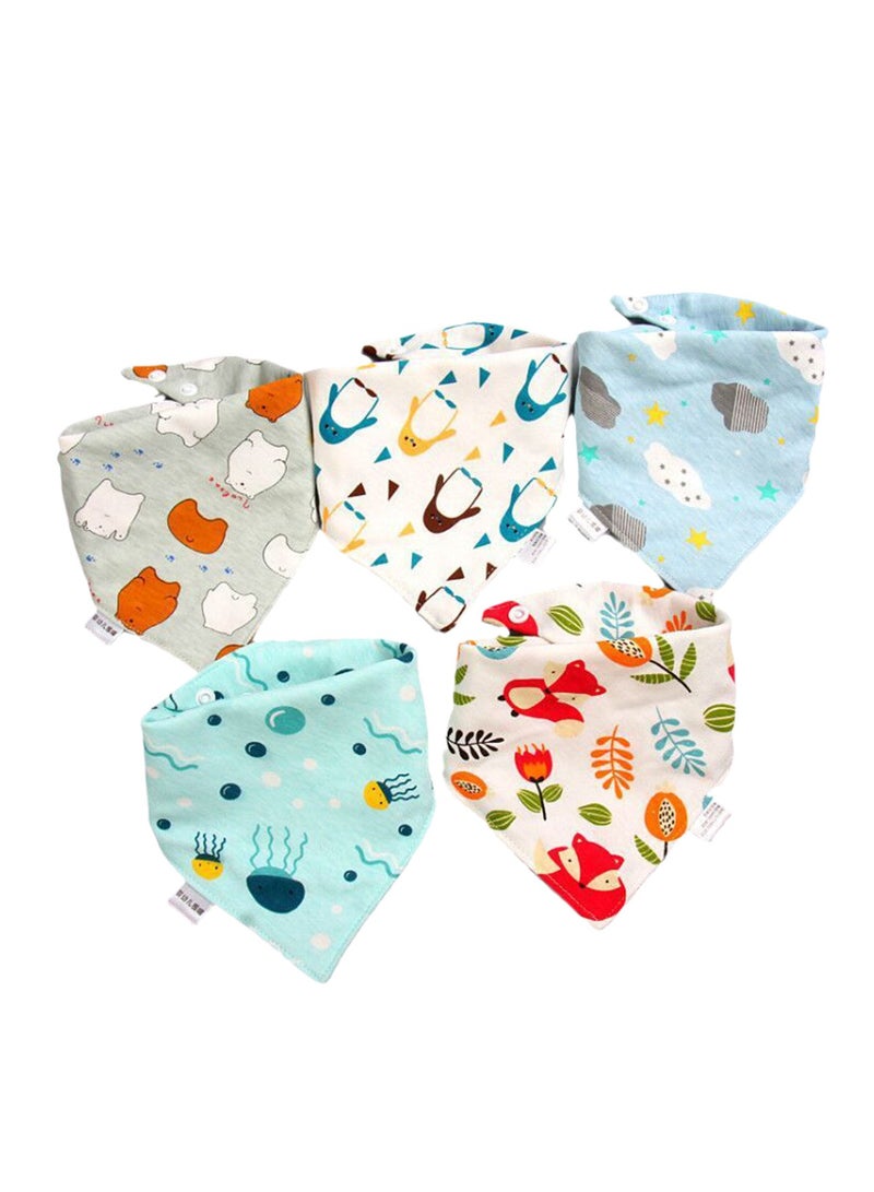 5pcs Baby saliva towel baby triangle towel pure cotton double-layer snap waterproof newborn bib pocket children's scarf - Image 1