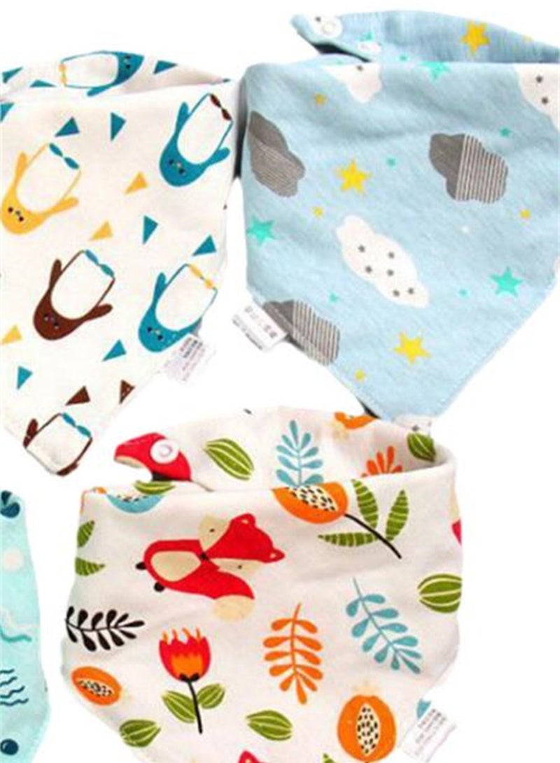 5pcs Baby saliva towel baby triangle towel pure cotton double-layer snap waterproof newborn bib pocket children's scarf - Image 4