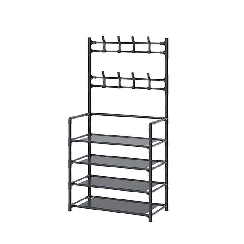 Upspirit Coat Rack Shoe rack 3 in 1 Designed of Metal Storage Rack with Bag,Coat Hat Umbrella Shoe Rack Fits Your Hallway,entryway Shelf for Storage Shoes black 80cm - Image 1