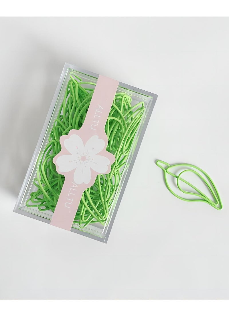 SYOSI 30pcs Shaped Paper Clip Bookmark Clips Metal Thumbtacks Note Mark Clips Fun Paper Clips File Clamps Decorative Paper Clips Document Paper Clips Plastic Office Leaf Storage - Image 1