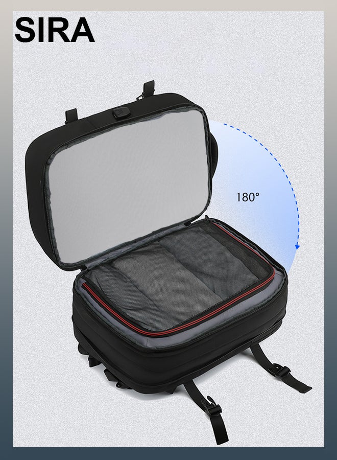 SIRA Men's Stylish Laptop Backpack – Large Capacity Anti-Theft USB Charging Port, Water-Resistant Nylon Travel Backpack for Work, School & Outdoor (Black) - Image 2