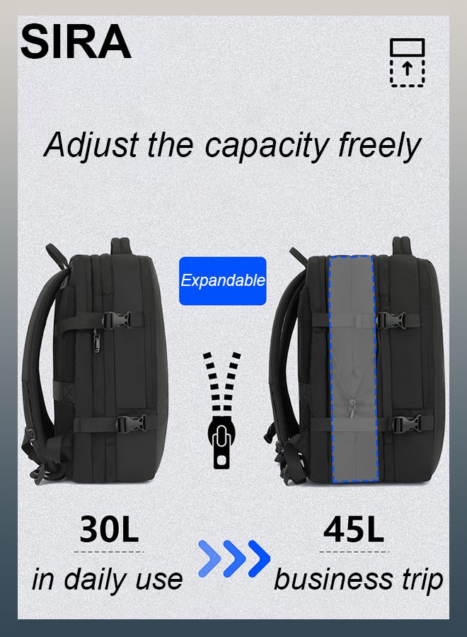SIRA Men's Stylish Laptop Backpack – Large Capacity Anti-Theft USB Charging Port, Water-Resistant Nylon Travel Backpack for Work, School & Outdoor (Black) - Image 4