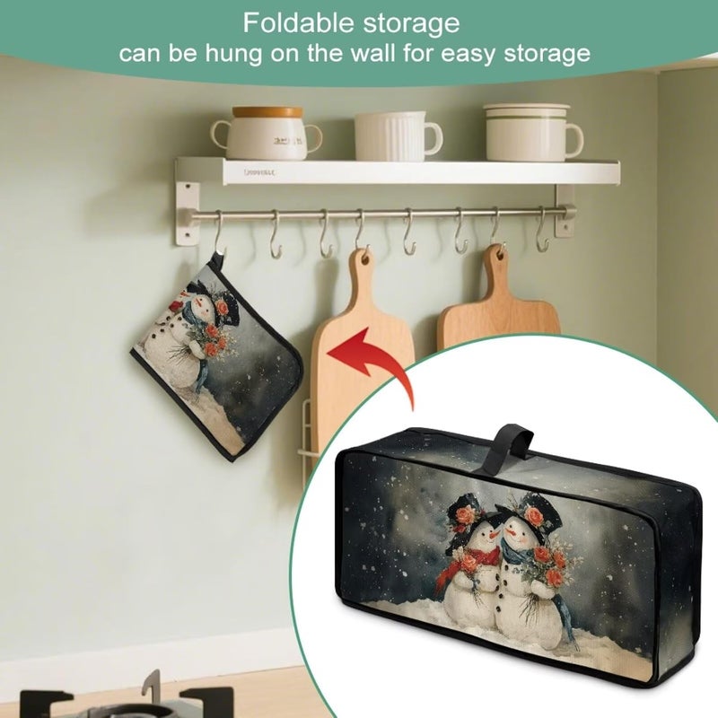 ZDCUSTOM X-Mas Toaster Cover with Top Handle Portable Toaster Covers 2 Slice Long Foldable Kitchen Accessories Decor Protection, Couple Snowman - Image 5