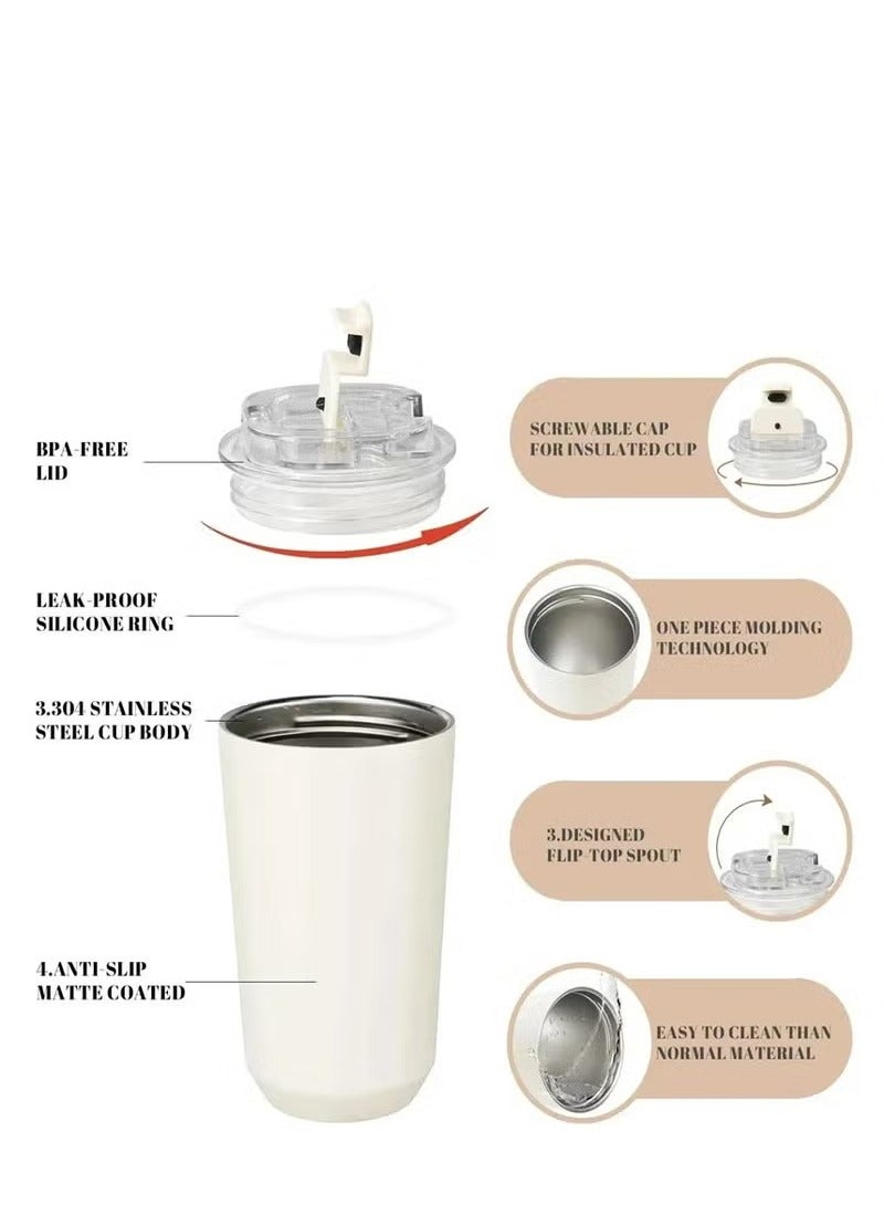 smeg 320ML Beverage Cup Travel Portable Car Drinking Cup Stainless Steel Vacuum Leak proof 320ML Coffee Thermos（Black）  - Image 3