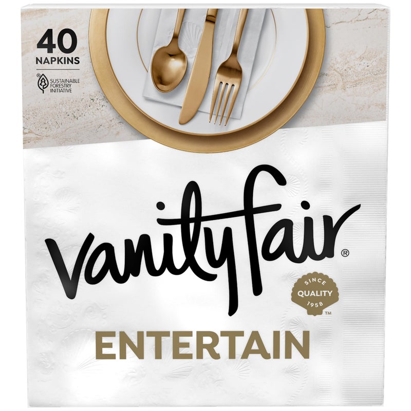 Vanity Fair Entertain Paper Napkins, 40 Count, Disposable Napkins Made For Entertaining And Events - Image 1