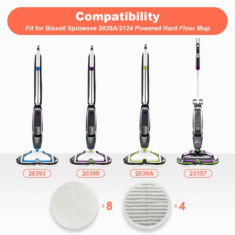 BeiLan Spin Wave Mop Pads Fit for Bissell Spin Wave 20399 23157 23159 2039A 2124A 20393 2039T 2039W 20391 20395 2307 2315A Soft Scrubby Pads for Hardwood Floor Cleaning Replacement Pads(12Pack) - Image 2
