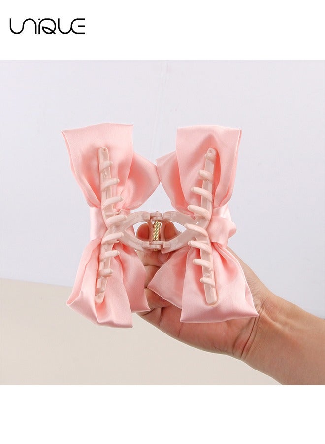 يونيك 3 قطع مشبك انتزاع - مشبك إمساك بقوس كبير من الساتان - مشبك إمساك القوس على كلا الجانبين - وردي / أزرق / أبيض - Image 3