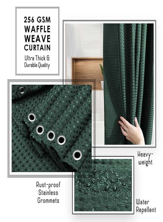 Clara Clark Hunter Green Shower Curtain - Hotel Quality Waffle Fabric Bath Curtain 72x72, Heavy Duty Waterproof Shower Curtains for Bathroom - Image 4