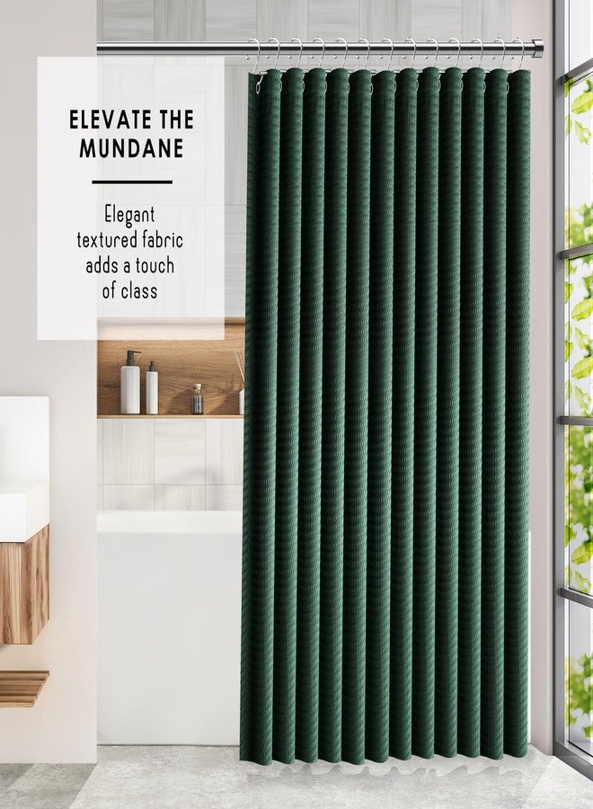 Clara Clark Hunter Green Shower Curtain - Hotel Quality Waffle Fabric Bath Curtain 72x72, Heavy Duty Waterproof Shower Curtains for Bathroom - Image 2