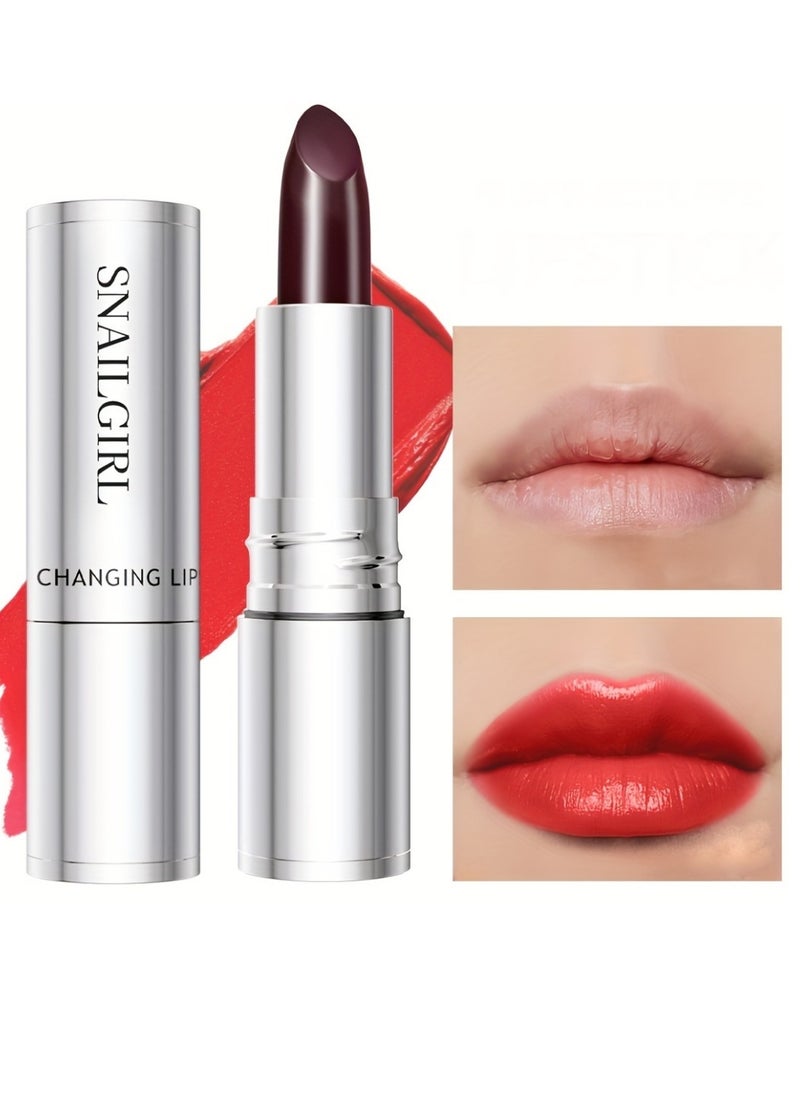 Snail Girl Black Rose Lipstick Red Silky Smooth Full Coverage Velvet Creamy Texture Lipstick Waterproof Smudge Proof Non Dry Color Changing Lipstick Cover Lip Lines Softly Lip Stick Pink Red  - Image 1