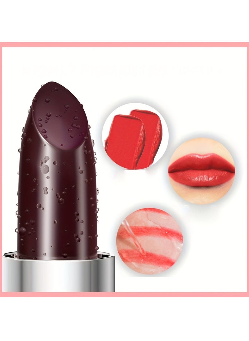 Snail Girl Black Rose Lipstick Red Silky Smooth Full Coverage Velvet Creamy Texture Lipstick Waterproof Smudge Proof Non Dry Color Changing Lipstick Cover Lip Lines Softly Lip Stick Pink Red  - Image 2