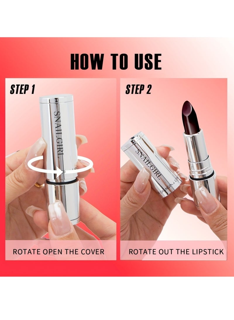 Snail Girl - Black Rose Lipstick Red Silky Smooth Full Coverage Velvet Creamy Texture Lipstick Waterproof Smudge Proof Non Dry Color Changing Lipstick Cover Lip Lines Softly Lip Stick Pink Red - Image 1