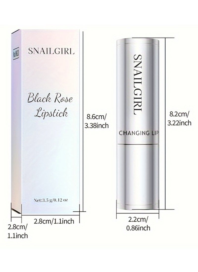 Snail Girl - Black Rose Lipstick Red Silky Smooth Full Coverage Velvet Creamy Texture Lipstick Waterproof Smudge Proof Non Dry Color Changing Lipstick Cover Lip Lines Softly Lip Stick Pink Red - Image 1