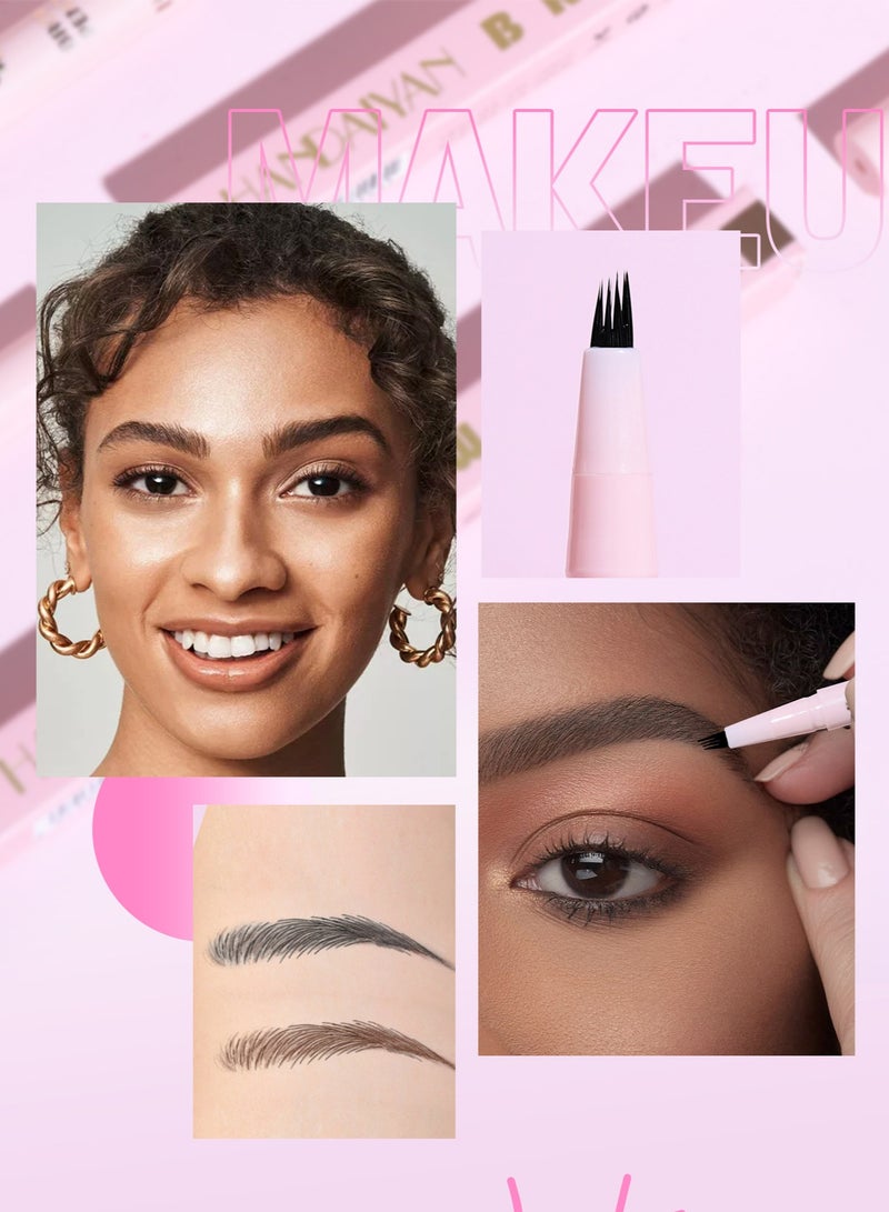 Handaiyan Liquid Eyebrow Pencil Waterproof Long Lasting Four-Fork Natural Ultra Precise Sweat-Proof Non-Marking New Formula Longwear Brow Tint Brown - Image 4