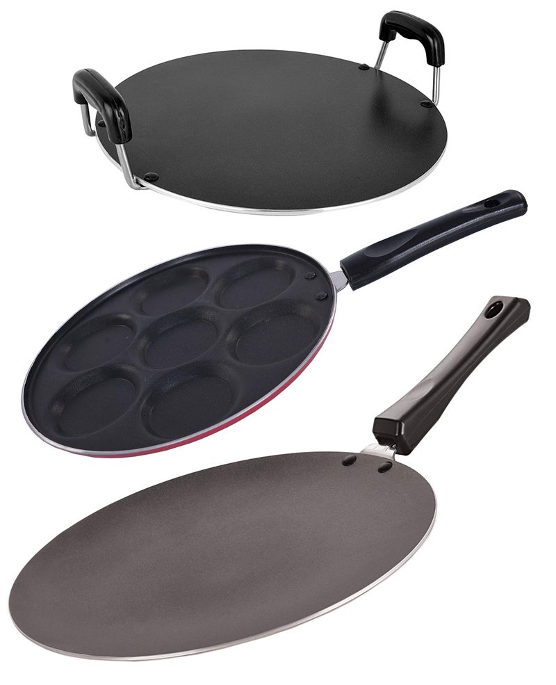 Nirlon Non-Stick Aluminium 3 Piece Gas Compatible Cookware Utencil Combo Gift Item Set - Image 5