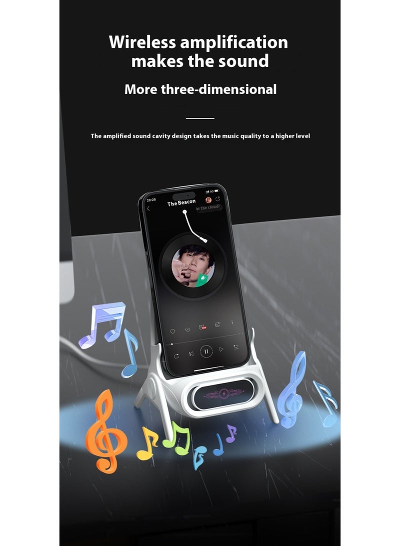 AiQi Magnetic Wireless Charging Stand with 15W Fast Charge, Speaker Amplifier, Multi-Port Adapters, Vertical & Horizontal Holder for 4.5–7" Phones/Tablets - Image 2