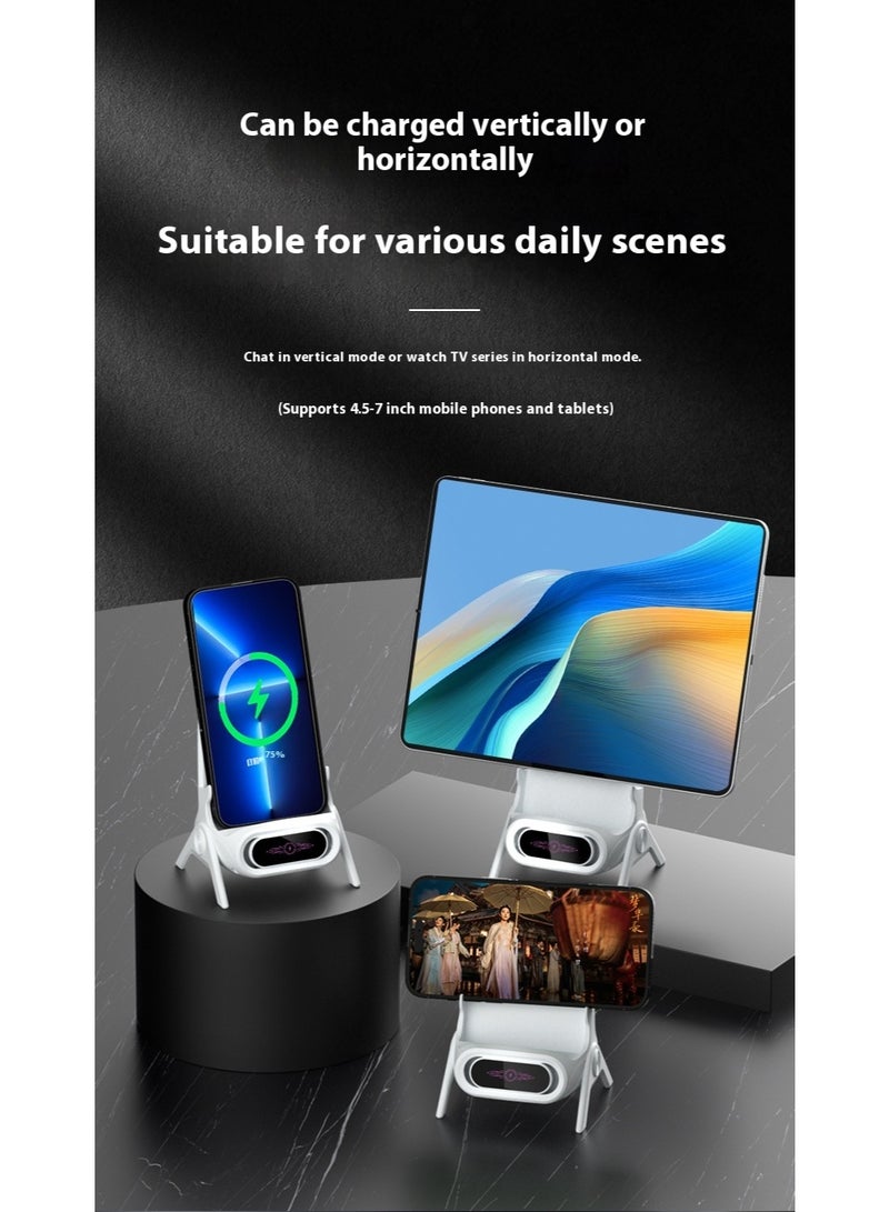 AiQi Magnetic Wireless Charging Stand with 15W Fast Charge, Speaker Amplifier, Multi-Port Adapters, Vertical & Horizontal Holder for 4.5–7" Phones/Tablets - Image 3