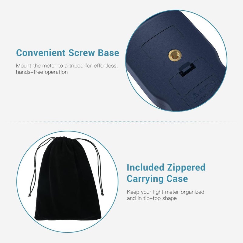 Dr.Meter Professional LED Light Meter, Digital Illuminance Meter with 0-200,000 Measuring Ranges and 270 Degree Rotatable Detector - Image 4