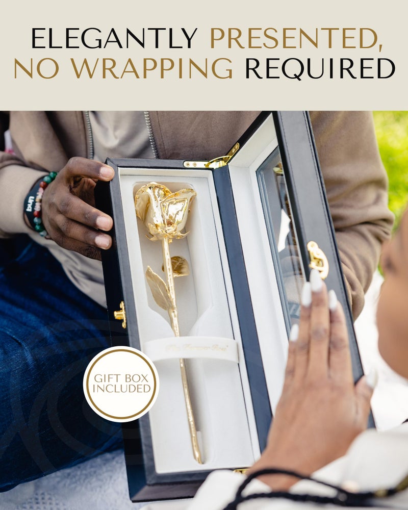 Forever Rose 24K Gold Dipped Real Rose – Handmade, Long-Lasting Preserved Flower in Leather Case – Romantic Gift for Anniversary, Valentine's Day, Mother's Day, Birthday, Wedding, Wife, Girlfriend - Image 4