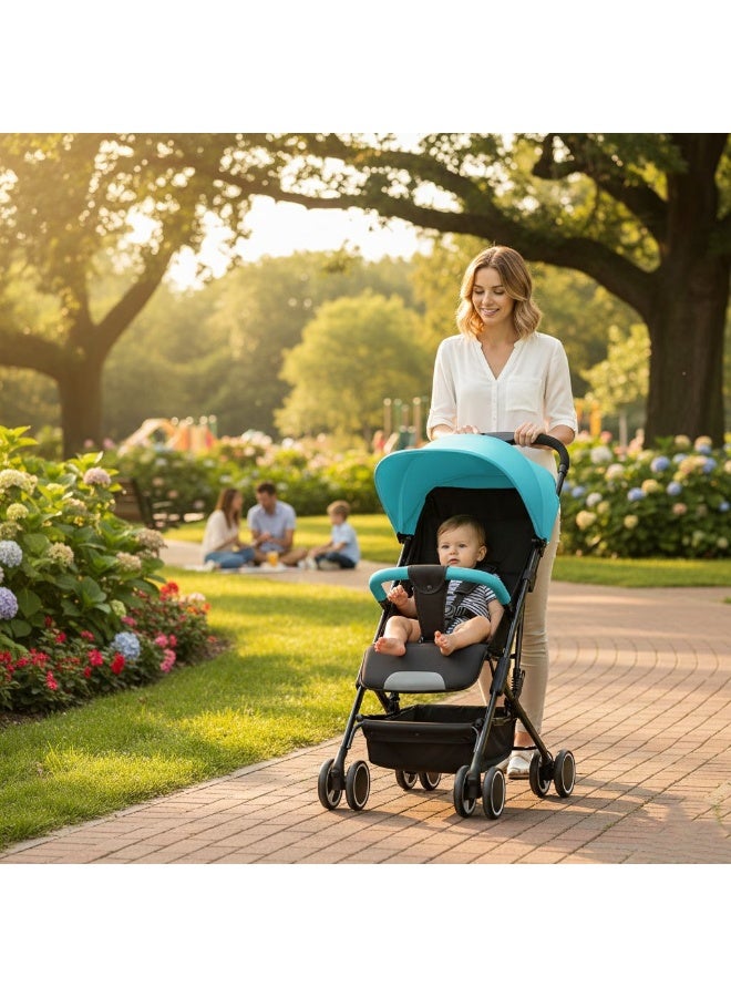 Toyland Baby Stroller with Canopy & Storage Basket – Lightweight Foldable Travel Pram for Newborns & Toddlers - Image 3