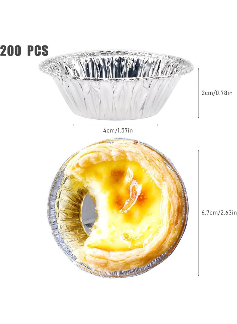 SUNSAR 200 PCS Egg Tart Baking Cups, Disposable Aluminum Foil Liners for Pudding, Cupcake, Muffin, Creme Brulee Baking - Image 2