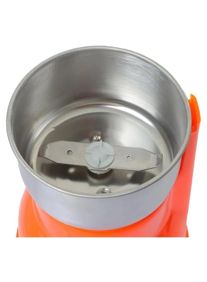 سوبر ويف مطحنة قهوة كهربائية 150جرام 300 واط بمحرك قوي مع وعاء مصنوع من الاستانلس استيل قابل للإزالة | مطحنة لطحن التوابل والأعشاب والمكسرات والحبوب | محنة بن لون برتقالي - Image 3