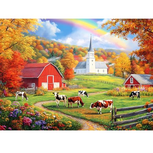 WSCXSC 300 Piece Puzzles Jigsaw Puzzles 300 Pieces for Adults Farm Cow Puzzles for Kids Ages 810 Adult Puzzle Challenge Game Gift Toy for Puzzle Enthusiasts Home Decor Gift Toy 205x15IN - Image 1