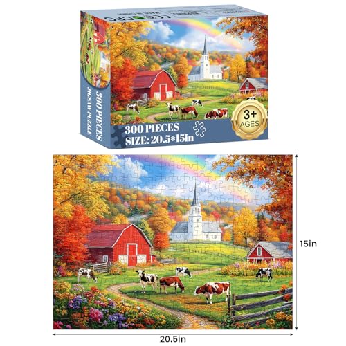 WSCXSC 300 Piece Puzzles Jigsaw Puzzles 300 Pieces for Adults Farm Cow Puzzles for Kids Ages 810 Adult Puzzle Challenge Game Gift Toy for Puzzle Enthusiasts Home Decor Gift Toy 205x15IN - Image 5