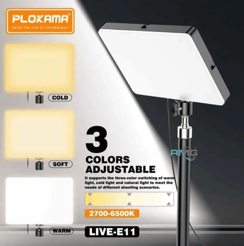 PLOKAMA Professional LED Video Light for Photography, Live Streaming & Content Creation 10W – Plokama LIVE-E11 – LED Light for YouTube, TikTok, Makeup & Product Photography – USB Powered – 3 Color Modes 2700-6500K - Image 1