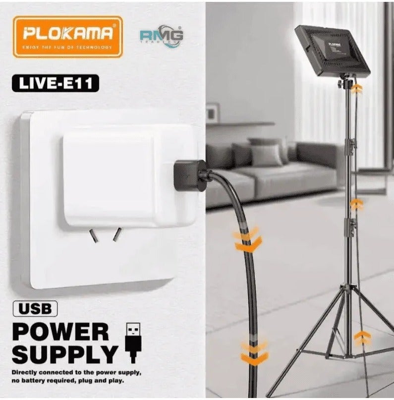 PLOKAMA Professional LED Video Light for Photography, Live Streaming & Content Creation 10W – Plokama LIVE-E11 – LED Light for YouTube, TikTok, Makeup & Product Photography – USB Powered – 3 Color Modes 2700-6500K - Image 4