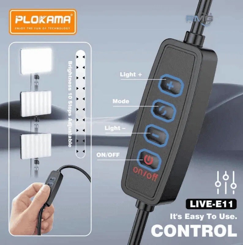 PLOKAMA Professional LED Video Light for Photography, Live Streaming & Content Creation 10W – Plokama LIVE-E11 – LED Light for YouTube, TikTok, Makeup & Product Photography – USB Powered – 3 Color Modes 2700-6500K - Image 2