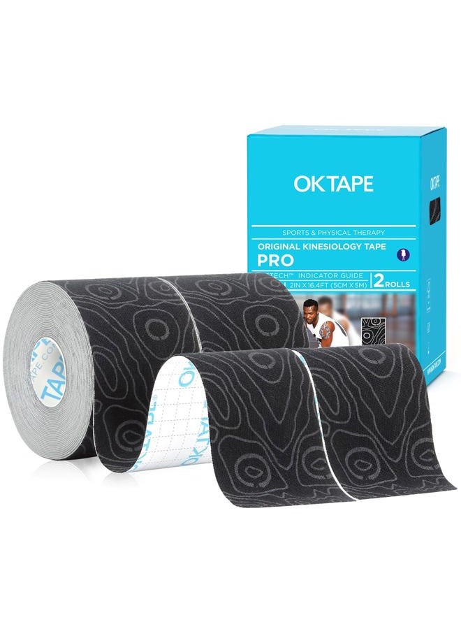 OK TAPE Uncut Kinesiology Tape Roll, Pro Adhesive and Waterproof K Tape, for Pain Relief, Muscle Support, Versatile Kinetic Tape, 2" X 16.4'-Grey 2 Rolls - Image 1
