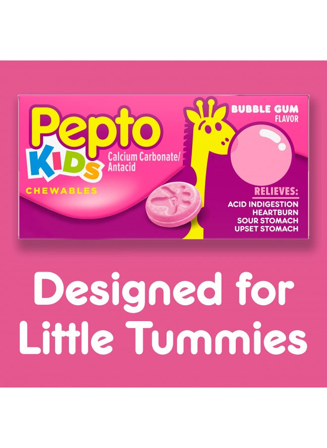 Pepto Kid's Bubblegum Flavor Chewable Tablets for Heartburn, Acid Indigestion, Sour Stomach, and Upset Stomach for Children 3x24 ct 72 Total