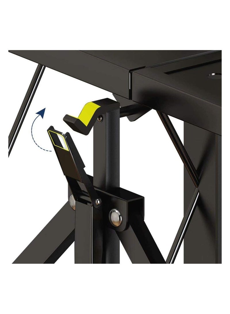 DubaiGallery 5-Tier Kitchen Shelving Organizer Cart with Wheels, Folding Kitchen Storage Cart Trolley Cart, Metal Rolling Cart Trolley, No Installation Required, Black - Image 5