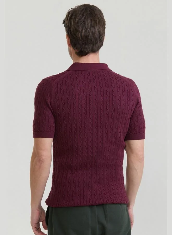 FELIX HARDY Bordeaux Men's 100% Cotton Knit Polo Shirt Short Sleeve for Men | Best Price UAE