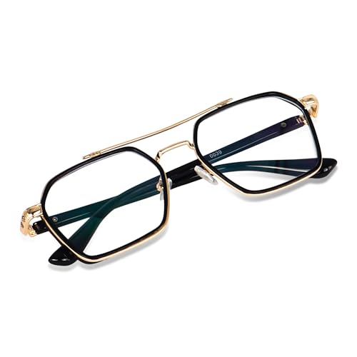 IFLASH Zero Power Computer Bluelight Blocking Glasses For Men and Women | Blue Cut Computer Glasses | Anti Glare, Lightweight & Blocks Harmful Rays | Full Rim Square Glasses (Gold - Clear) - Image 3