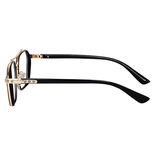IFLASH Zero Power Computer Bluelight Blocking Glasses For Men and Women | Blue Cut Computer Glasses | Anti Glare, Lightweight & Blocks Harmful Rays | Full Rim Square Glasses (Gold - Clear) - Image 4