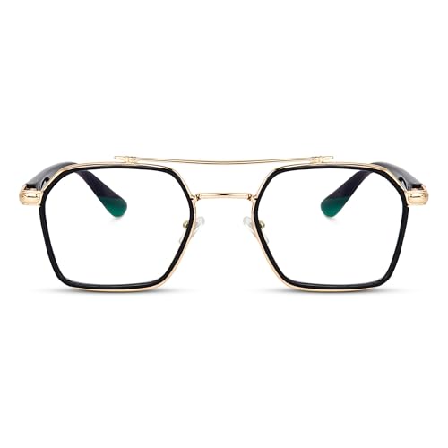 IFLASH Zero Power Computer Bluelight Blocking Glasses For Men and Women | Blue Cut Computer Glasses | Anti Glare, Lightweight & Blocks Harmful Rays | Full Rim Square Glasses (Gold - Clear) - Image 2
