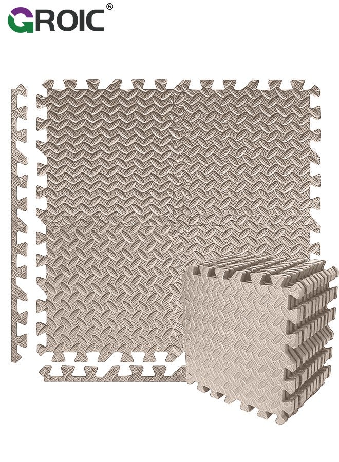 GROIC 6 Pack Puzzle Exercise Floor Mat, EVA Foam Mats with Interlocking Floor Tiles, 12'' x 12'' Foam Gym Mat, Protective Flooring Mats Interlocking for Home and Gym Equipment - Image 1