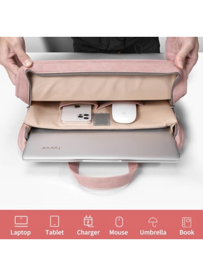 Arabest Protective Sleeve Case Bag Compatible with MacBook Pro 16 Inch, HP, Dell, Acer Aspire, Asus Notebook, Computer Bag with Shoulder Strap,Pocket,Handle, Pink - Image 3