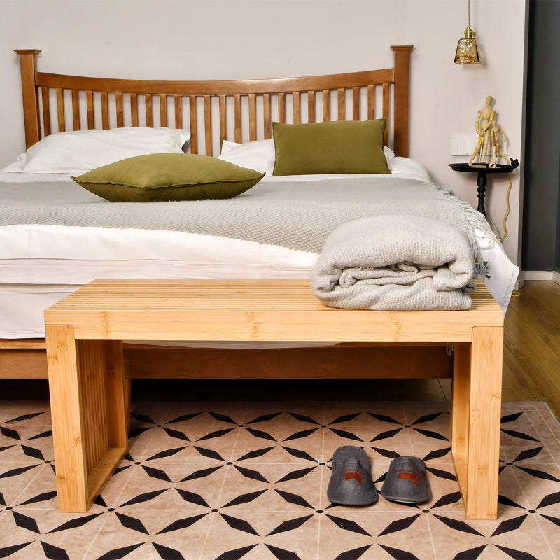 APRTAT Bamboo Dining Bench, 35 inch Farmhouse Decor Indoor Kitchen Table Bench, Entryway Shoe Rack Bench Solid Bamboo Benches for Living Room, Hallway, Bedroom, Bathroom - Image 5