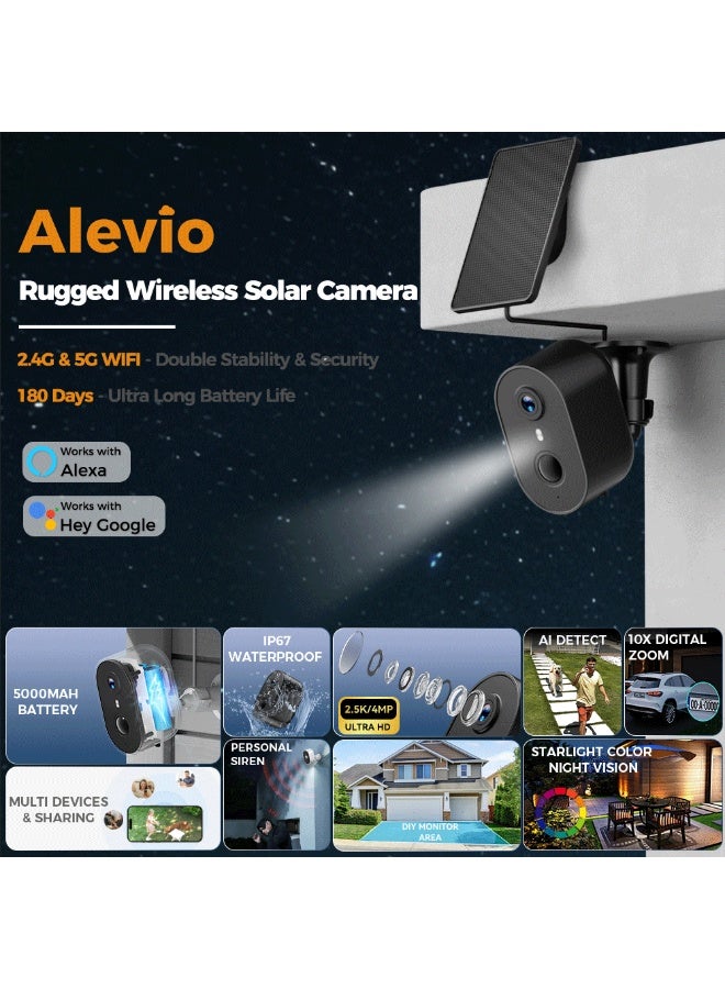 2.5K Outdoor Wireless Solar Camera WIFI Ultra Standby AI Detect PIR Color Night Vision Rugged Security Surveillance Cam White - Image 2