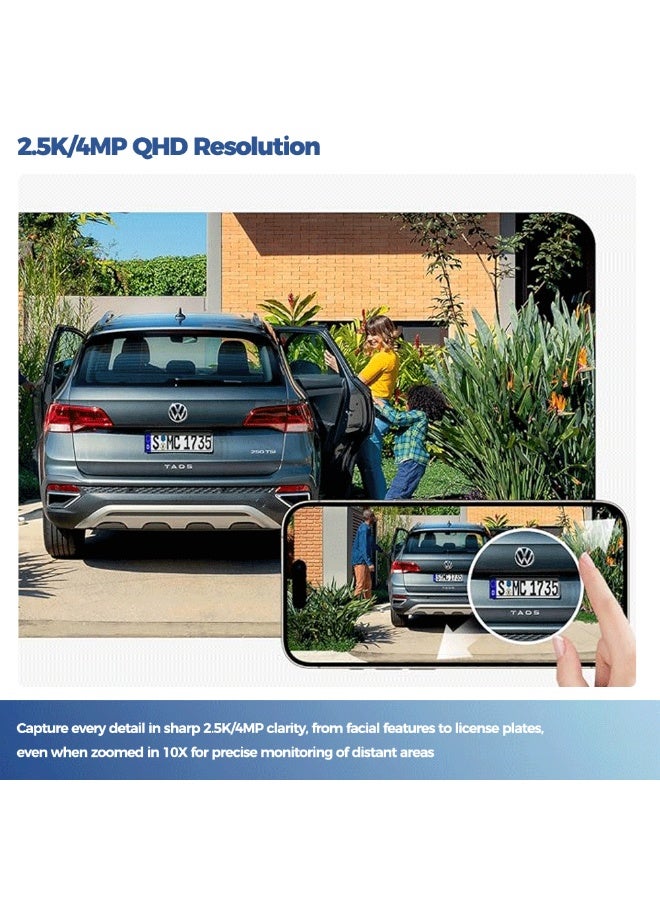 2.5K Outdoor Wireless Solar Camera WIFI Ultra Standby AI Detect PIR Color Night Vision Rugged Security Surveillance Cam White - Image 4